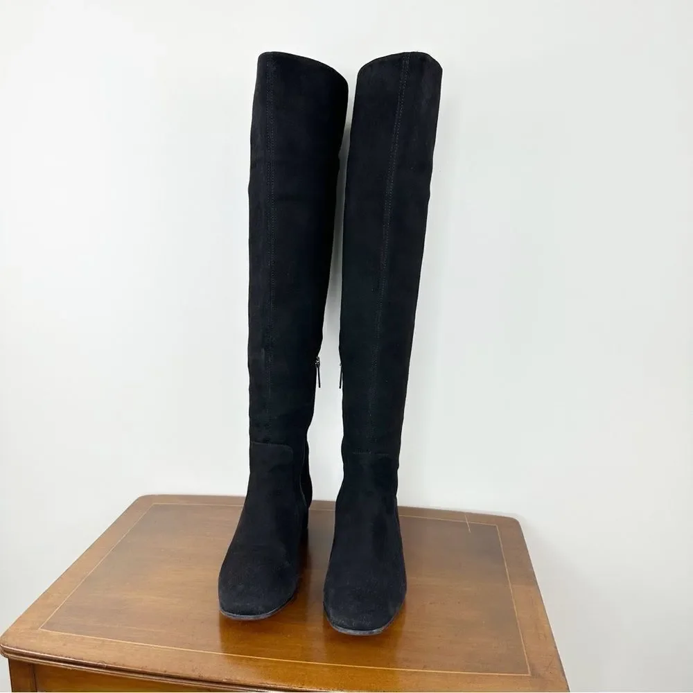 Aquatalia Talia Black Suede Over‎ the Knee Boot Riding Boot with Buckle Accent 8
